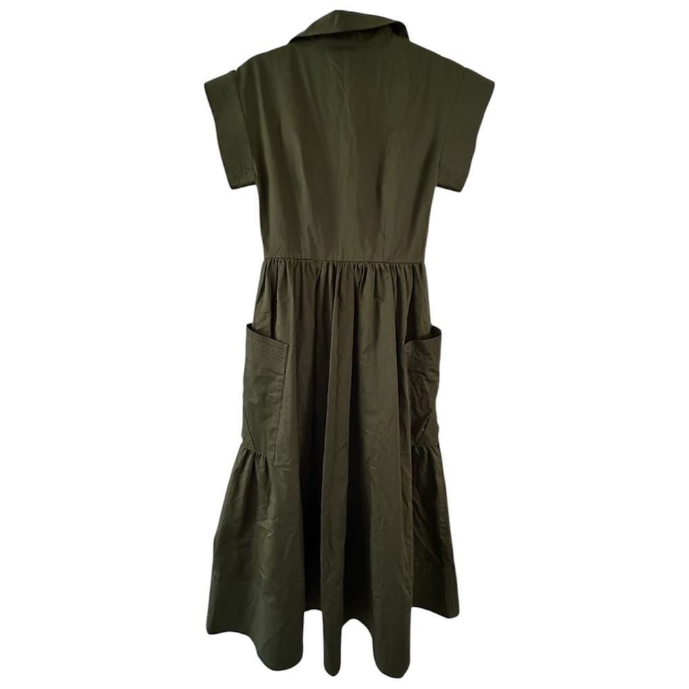 CO Essential Cap Sleeve Dress in Cotton Poplin Green - Picture 8 of 12